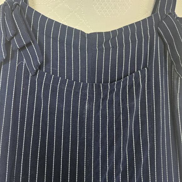 Gypsies & Moondust Medium Pinstripe Sleeveless Jumper Pockets Wide Leg Flowy - Picture 8 of 16